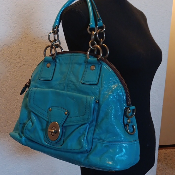 Handbags - Coach Y2k Luci Dome Legacy Turquoise Satchel